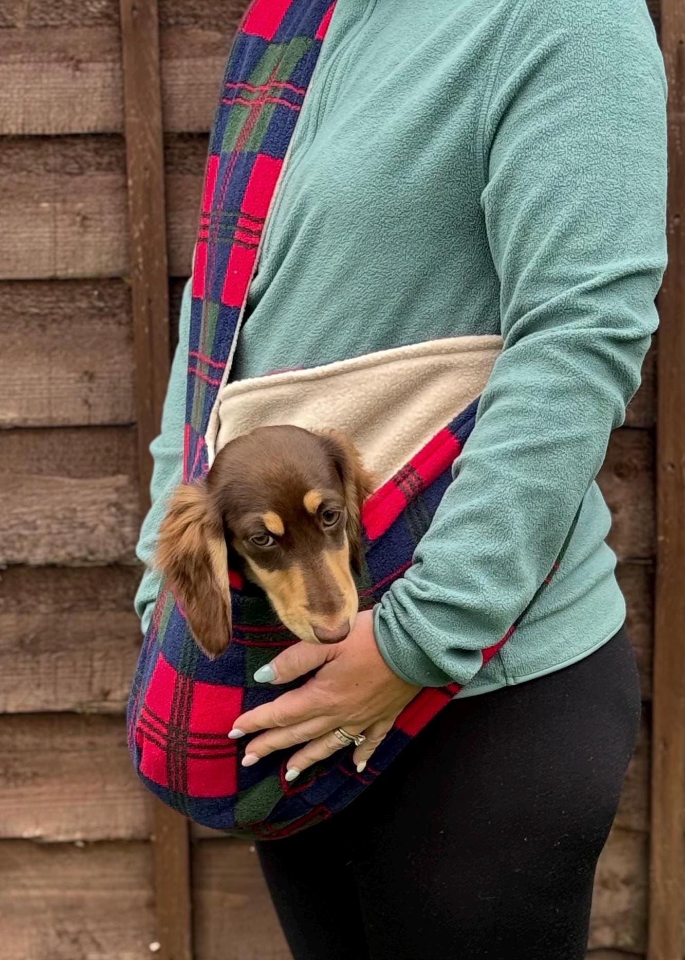 Polar Fleece Dog Sling Carrier: Small Dog & Puppy Travel Bag