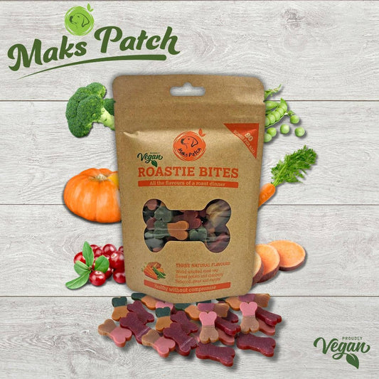 Vegan Dog Treats - Maks Patch "Roastie Bites" Training Dog Treats - 100g
