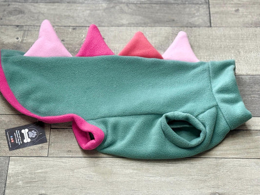 Dino Dog Fleece Jumper: Water Repellent Slip-on Dog Coat