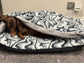 Corduroy Dachshund Bed Cave: Sherpa Fleece Snuggle Sack, Personalized Dog Sleeping Bag