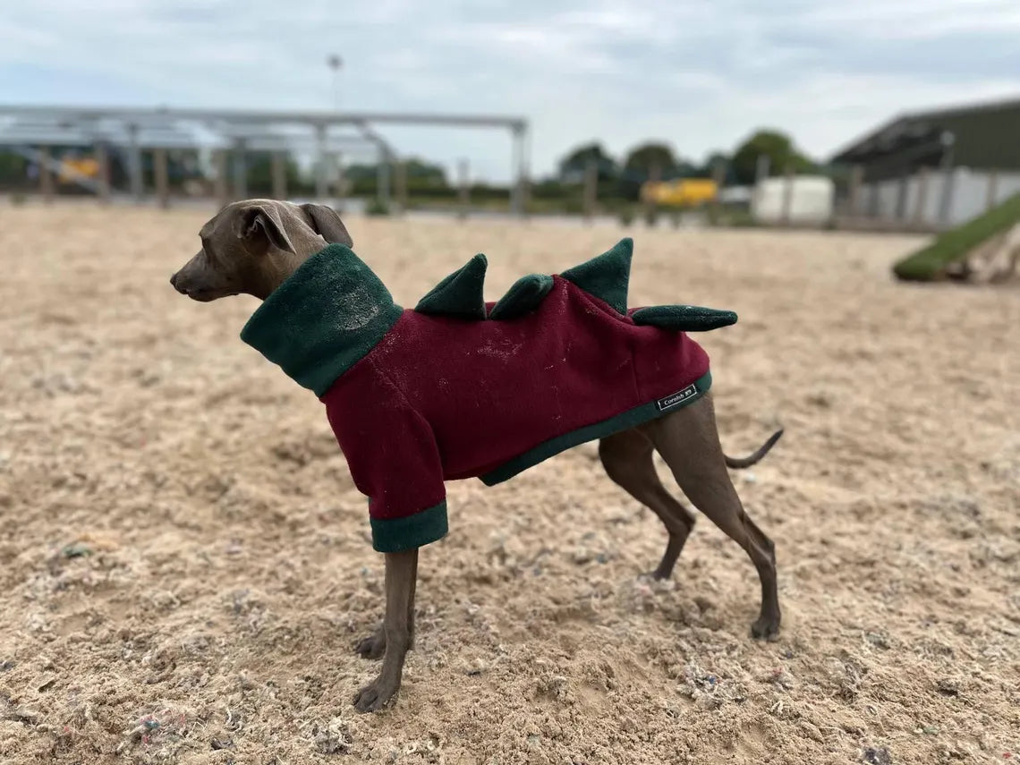 Italian Greyhound Fleece Jumper: Dino Leg, Water & Mud Repellent.