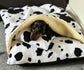 Fleece Dog Bed Cave: Dachshund Snuggle Sack with Sherpa Lining.