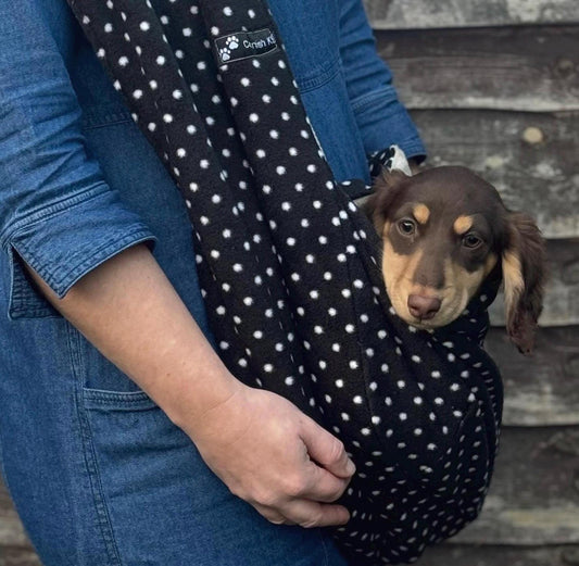 Dachshund polka dot sling  ,Dog sling carrier ,small dog sling bag , puppy sling carrier ,pet sling carrier