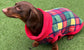 Plaid Fleece Dachshund Jumper: Water & Mud Repellent Dog Coat
