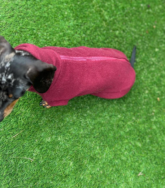 Dachshund polo zip Fleece ,dachshund  tankies, dog step in jumper, dog fleece ,washable dog jumper,Water & Mud Repellent dog suit