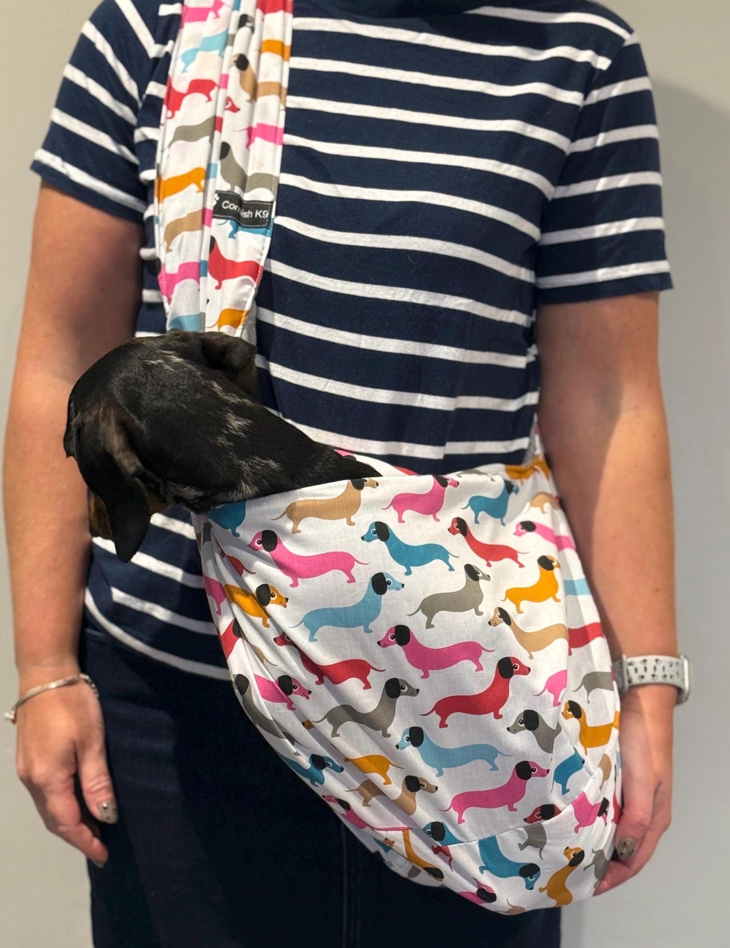 Dachshund Print Dog Sling: Lightweight Cotton Puppy Carrier