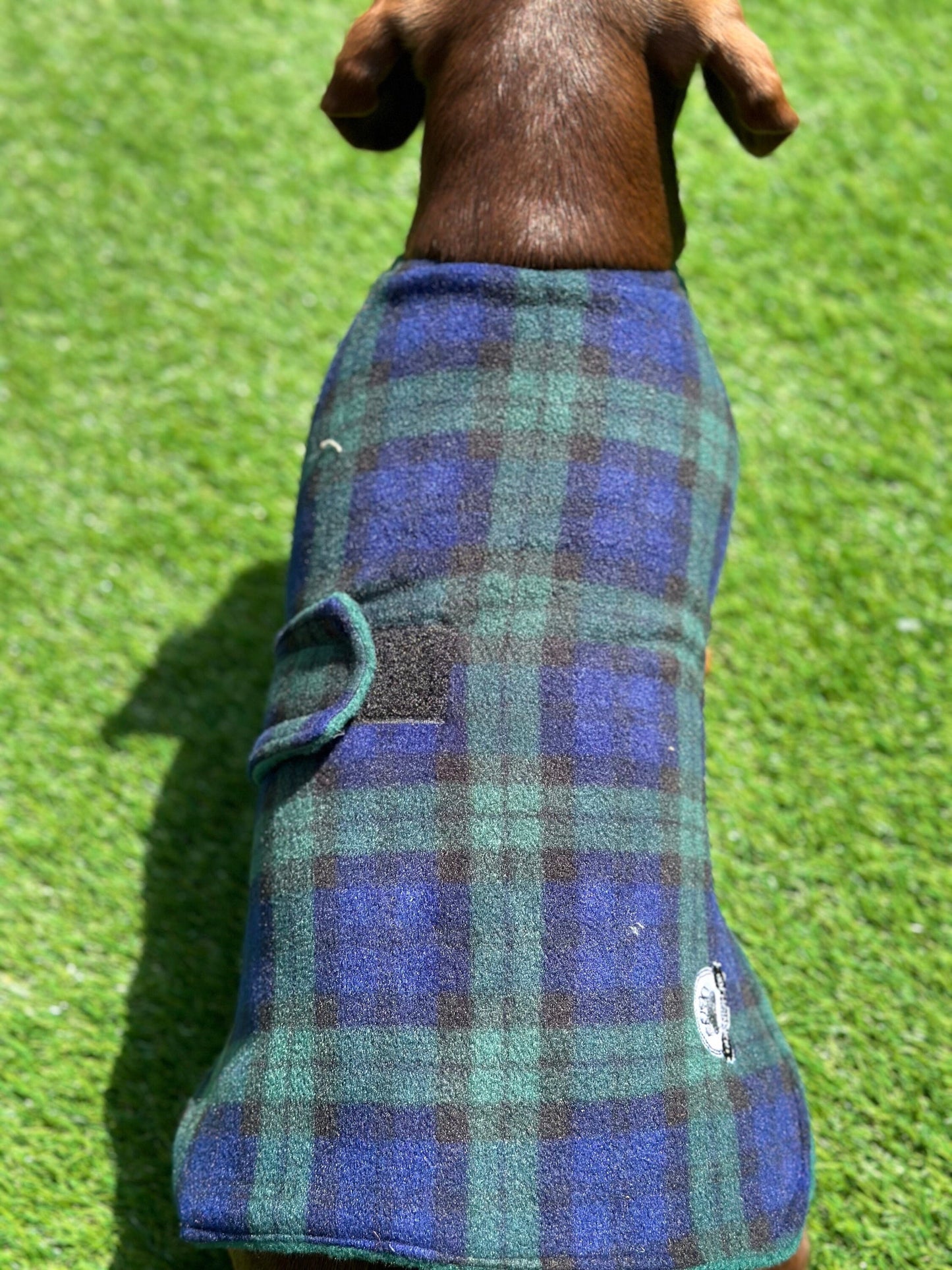 Tartan Fleece Dachshund Dog Coat: Water Repellent, Handmade