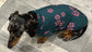 Dachshund Cooling Top: Pink Flowers on Emerald Green Viscose