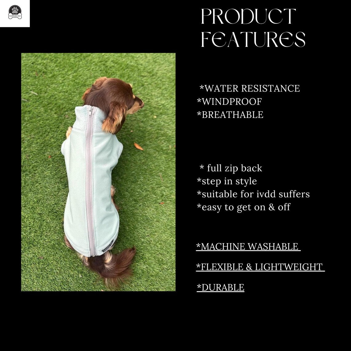 Leopard Print Dachshund Fleece Jumper: Zipped Softshell, Water Resistant.