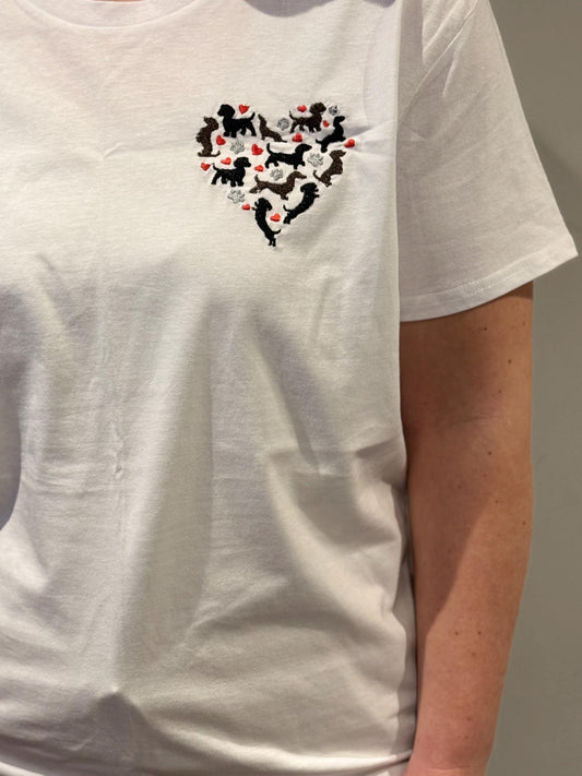 Embroidered Dachshund T-Shirt: Cotton Doxie Lover Tee
