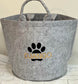 Personalized Dog Toy Basket: Felt Storage with Paw Print
