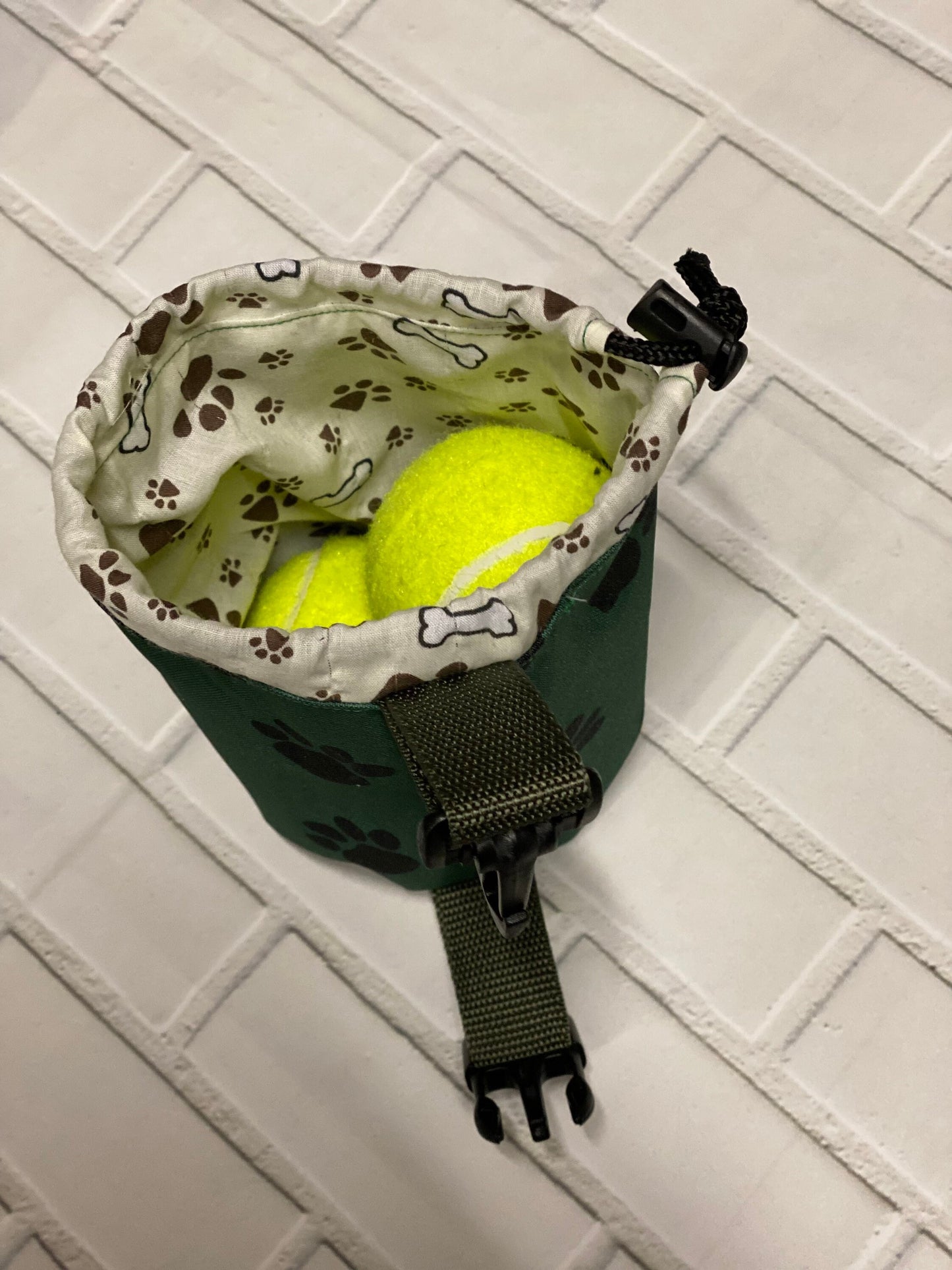 Paw Print Dog Ball Launcher Sling Bag: Waterproof Treat Pouch