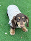 Beige Tartan Dachshund Fleece Jumper: Water & Mud Repellent