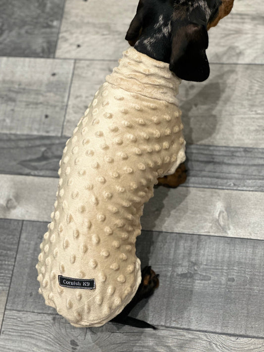 Dachshund Minky Fleece Dog Jumper: Washable, Soft Polyester