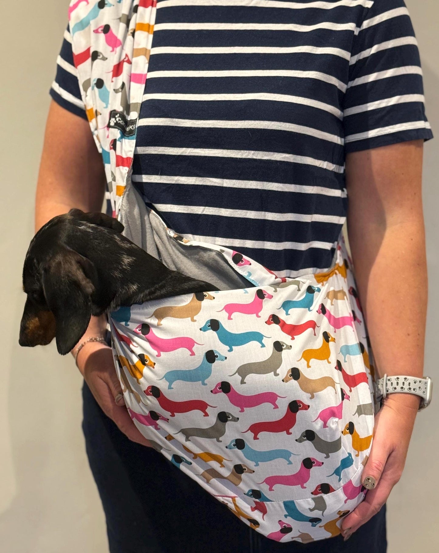Dachshund Print Dog Sling: Lightweight Cotton Puppy Carrier