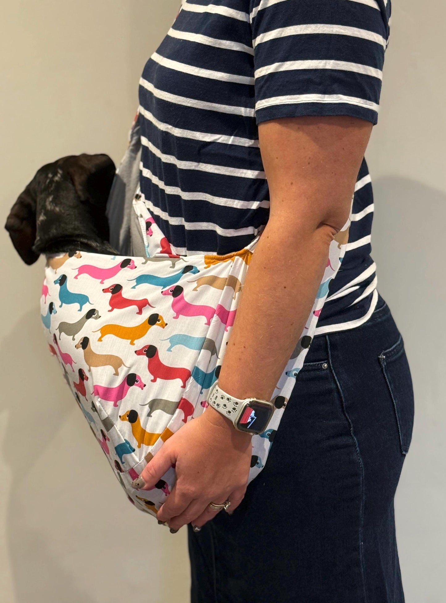 Dachshund Print Dog Sling: Lightweight Cotton Puppy Carrier