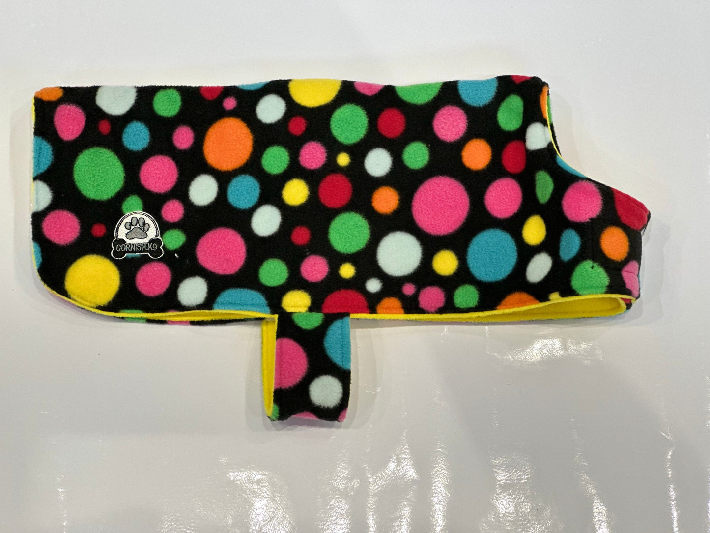 Polka Dot Dachshund Fleece Dog Coat: Double Layered, Breathable, Washable