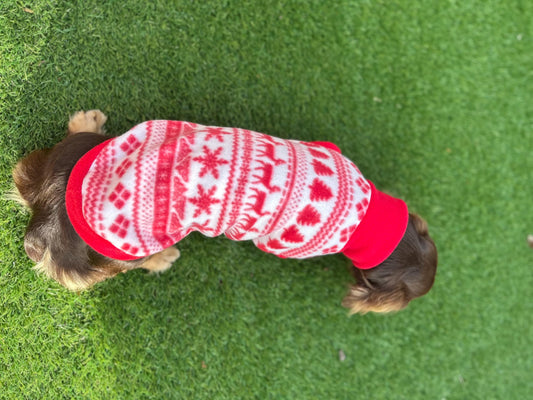 Dachshund Christmas Fleece Jumper: Water Repellent Dog Coat
