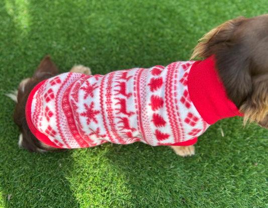 Dachshund Christmas Fleece Jumper: Water Repellent Dog Coat