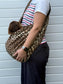 Leopard Print Dachshund Dog Sling Carrier: Polar Fleece, Swivel Hook