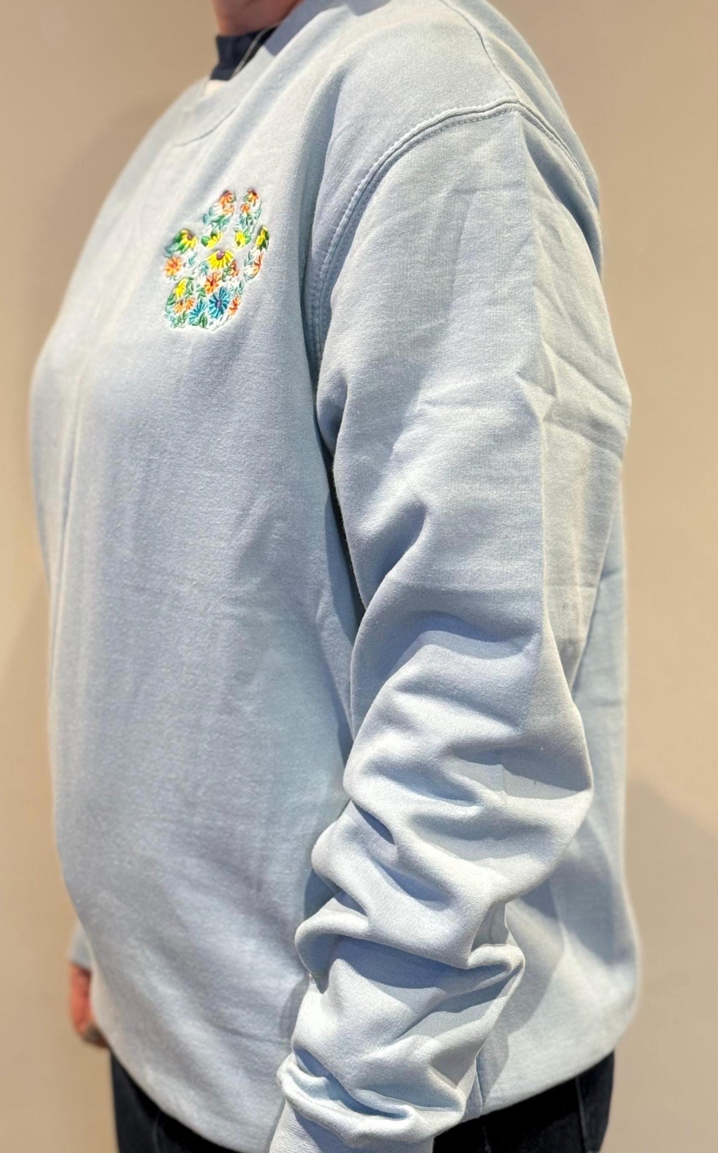 Floral Paw Print Embroidered Jumper: Dog Lover Gift