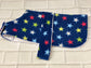 Dachshund Fleece Dog Coat: Navy Star Print, Water Repellent