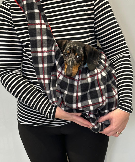 Fleece Dog Sling Carrier: Small Breeds, Dachshund, Italian Greyhound