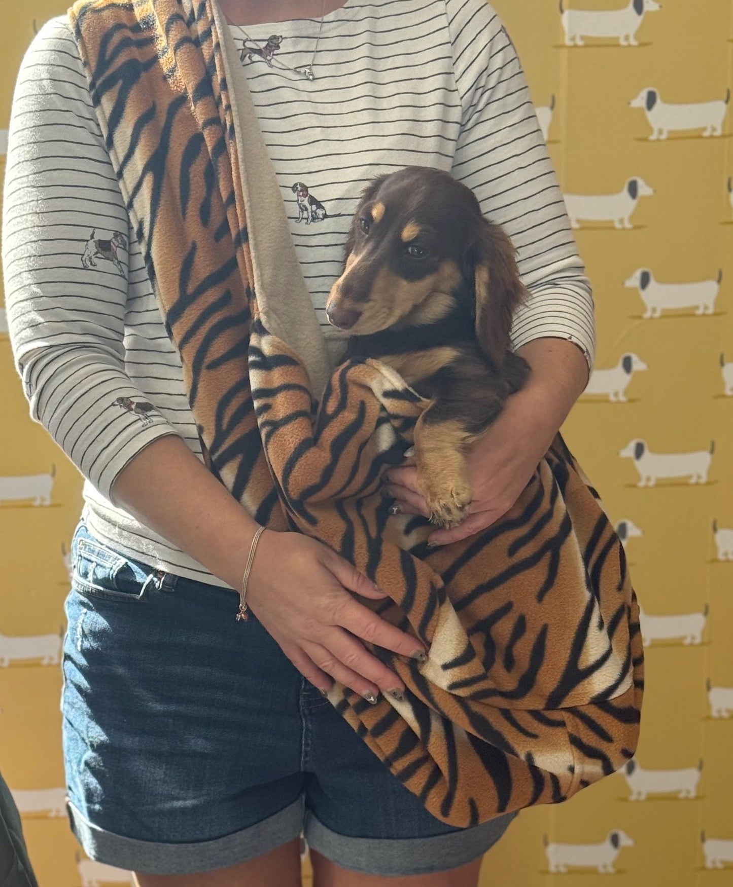 Fleece Dog Sling Carrier: Small Dog & Puppy Travel Bag