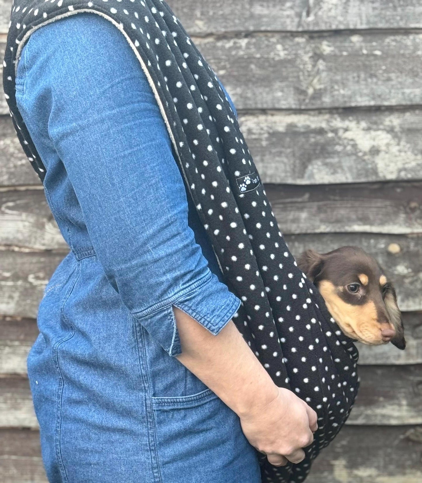 Dachshund polka dot sling  ,Dog sling carrier ,small dog sling bag , puppy sling carrier ,pet sling carrier