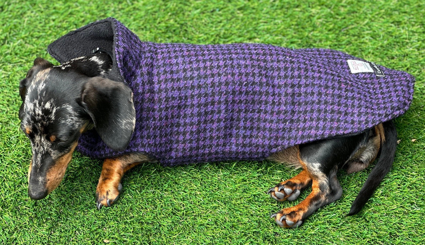 Harris Tweed Dachshund Coat: Fleece Lined Wool Dog Jacket
