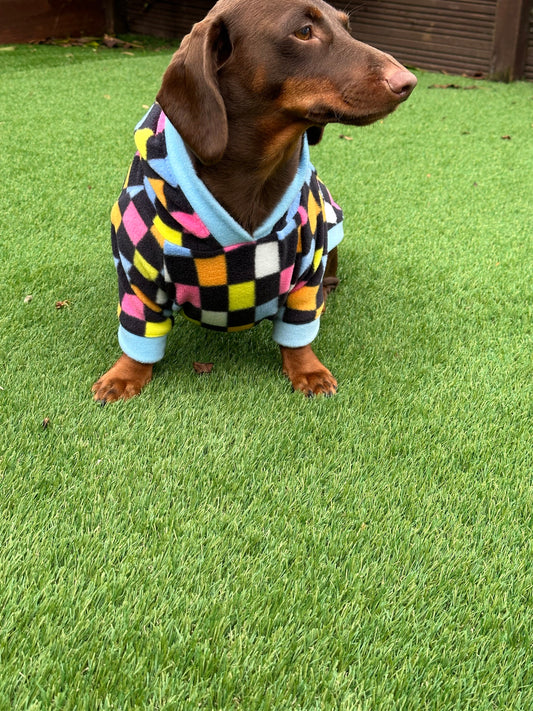 Dachshund Fleece Hoodie: Water & Mud Repellent Dog Coat