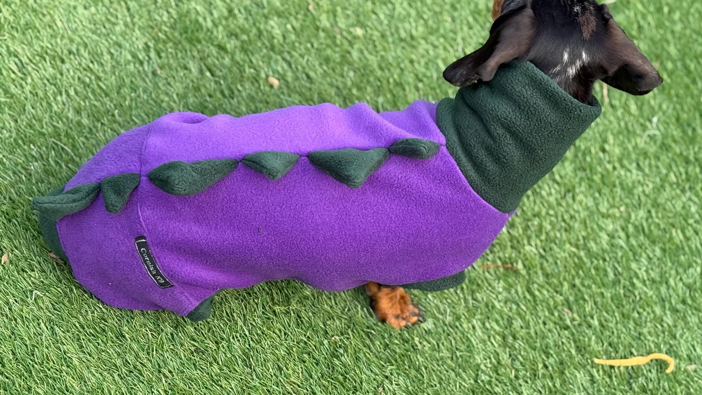 Dachshund Dino Fleece Onesie: Water Repellent Dog Jumpsuit