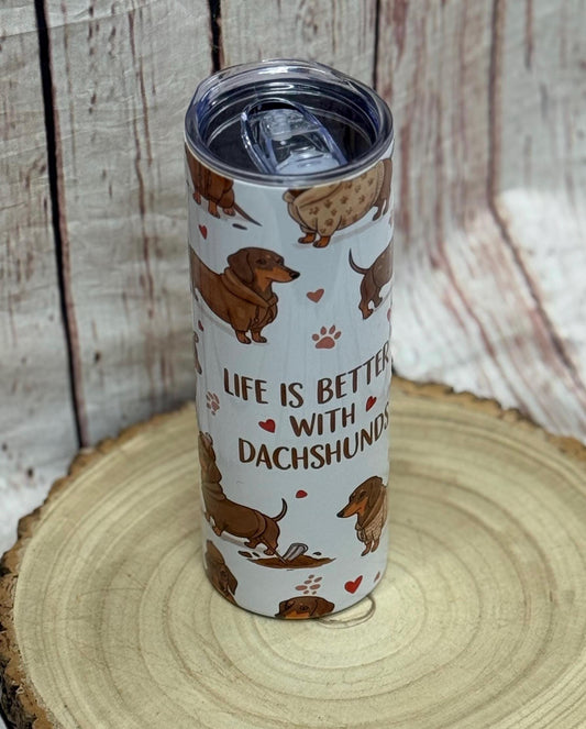 Dachshund 20oz Skinny Tumbler: Dog Breed Water Bottle