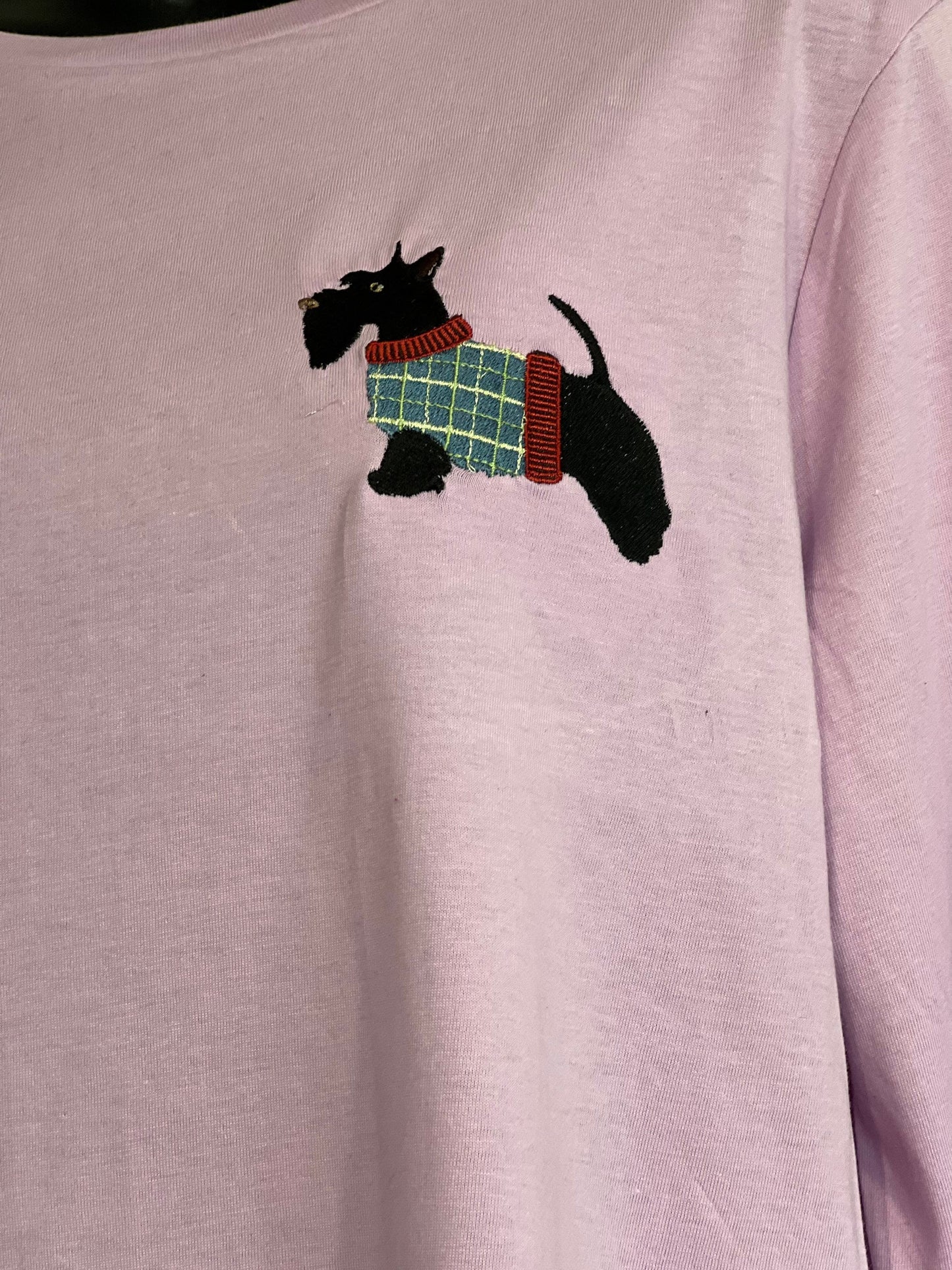 Scottie dog long sleeve t shirt ,dog lover ,embroidered Scottie dog top ,gift for her,Scottie top,dog lovers