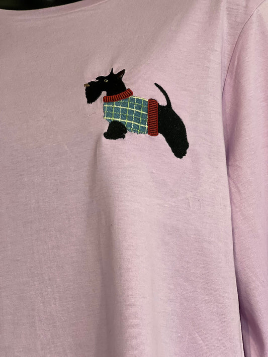 Scottie dog long sleeve t shirt ,dog lover ,embroidered Scottie dog top ,gift for her,Scottie top,dog lovers