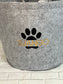 Personalized Dog Toy Basket: Felt Storage with Paw Print