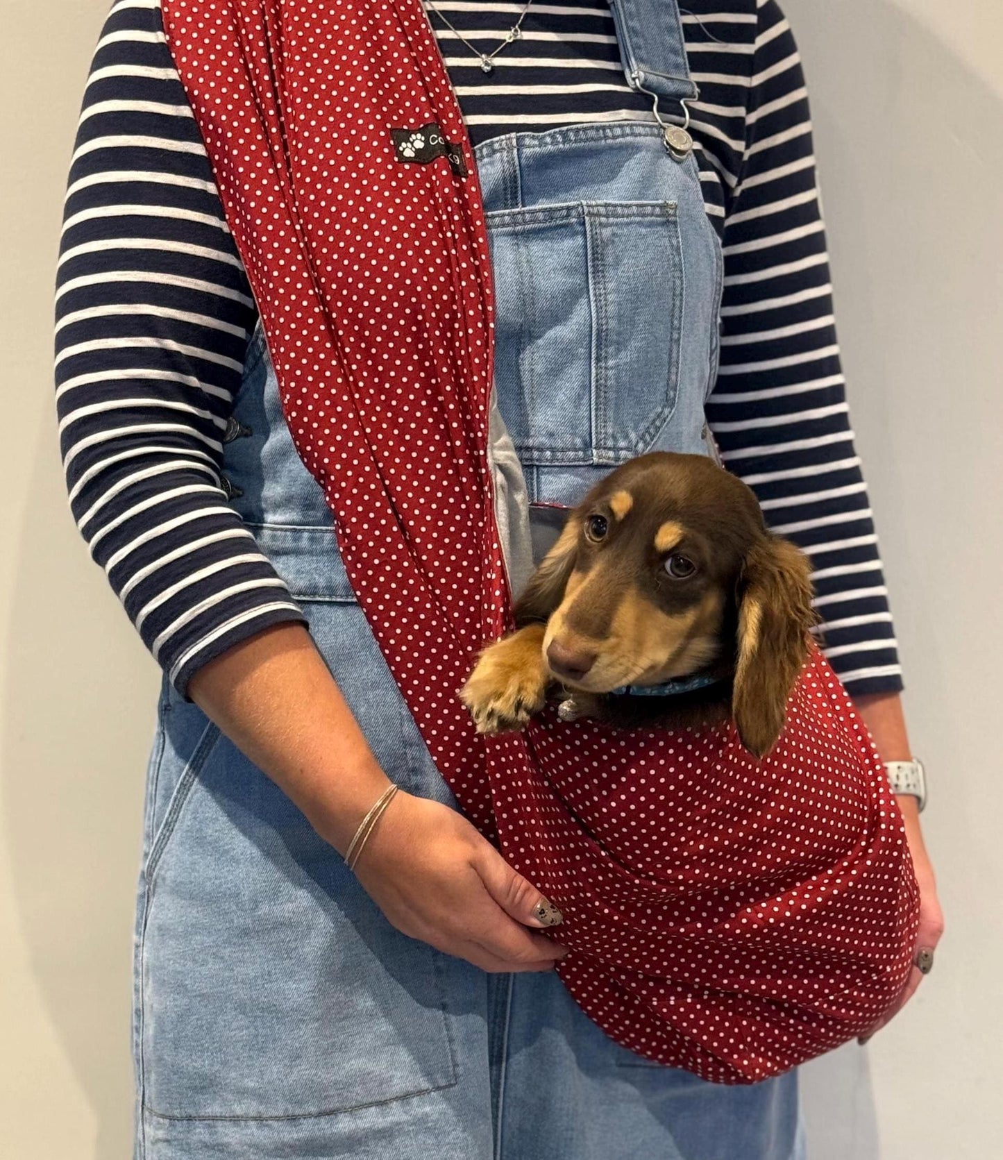 Polka Dot Dog Sling: Lightweight Cotton Puppy Carrier