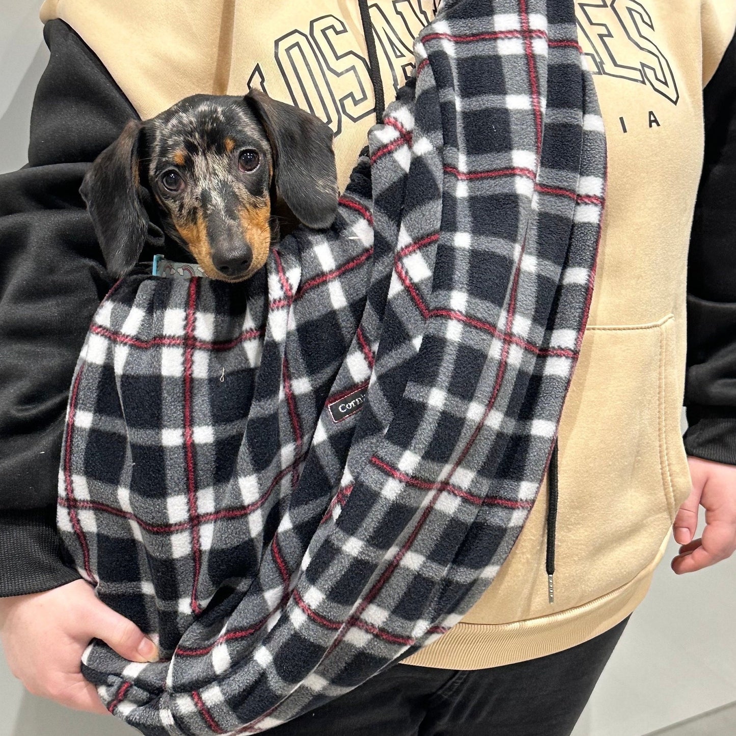 Fleece Dog Sling Carrier: Small Breeds, Dachshund, Italian Greyhound