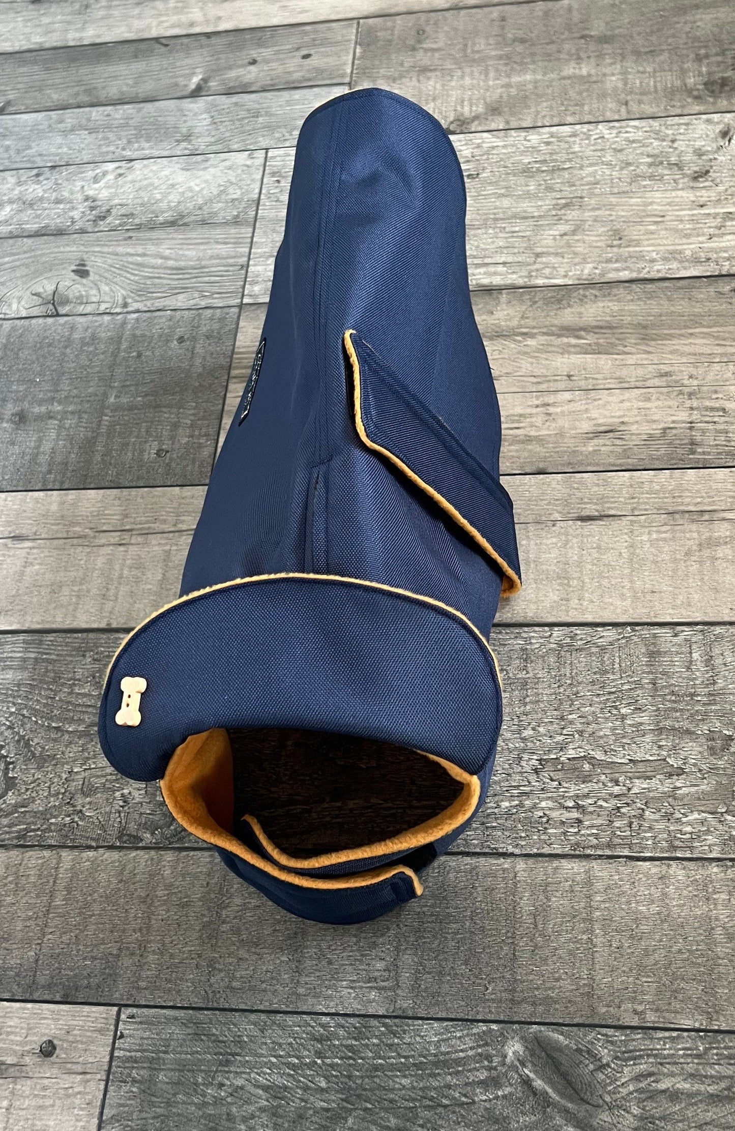 Waterproof Cordura Dachshund Coat: Navy Fleece Lined Dog Jacket