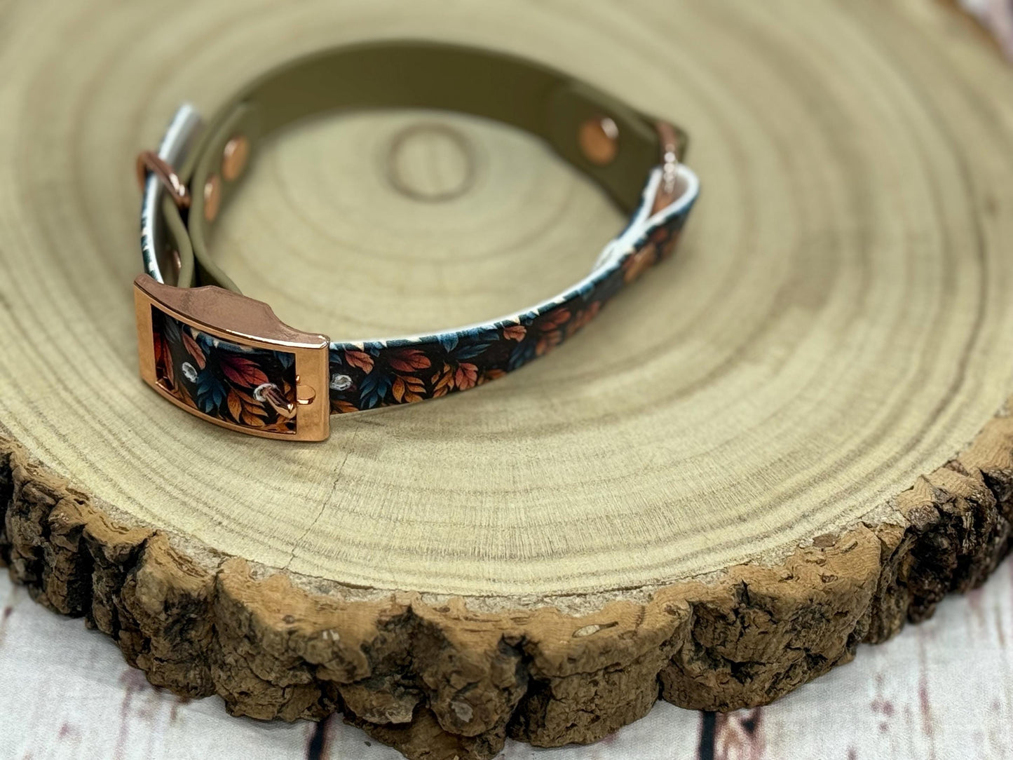 Waterproof Biothane Dog Collar & Lead Set: Rose Gold Hardware