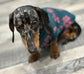 Dachshund Cooling Top: Pink Flowers on Emerald Green Viscose