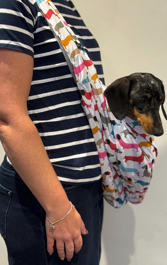 Dachshund Print Dog Sling: Lightweight Cotton Puppy Carrier