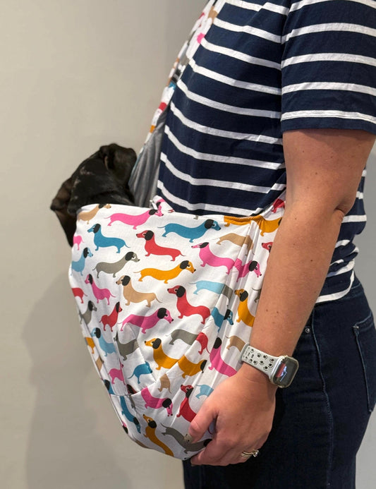 Dachshund Print Dog Sling: Lightweight Cotton Puppy Carrier