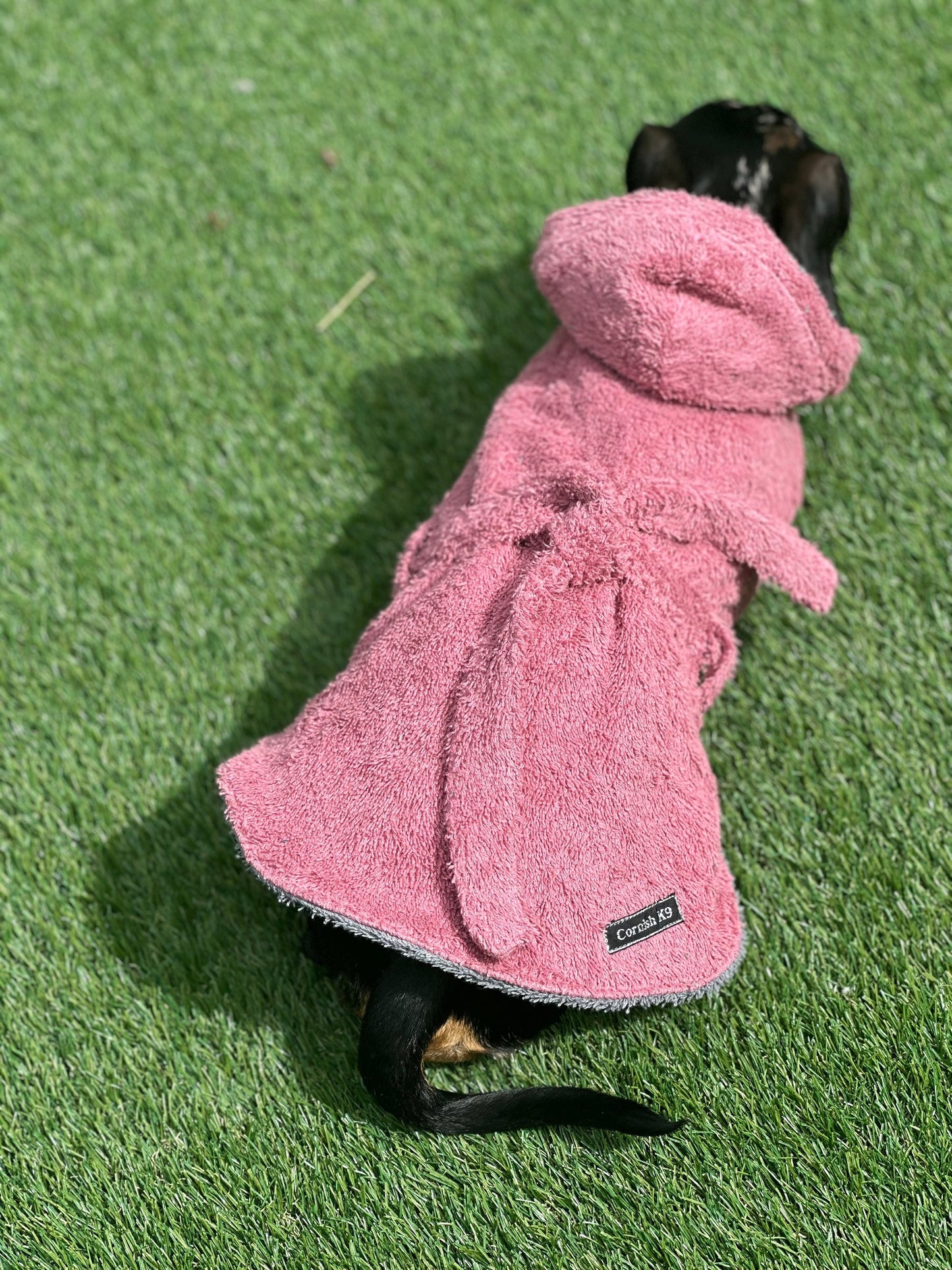 Dachshund Drying Robe: Absorbent Cotton Terry Dog Towel with Hood