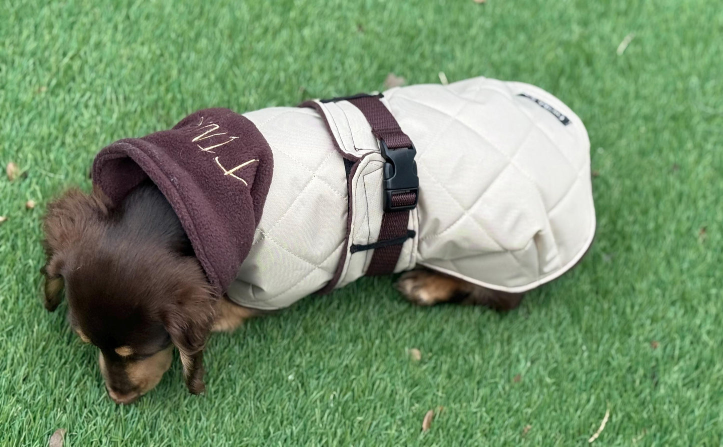 Waterproof Quilted Dachshund Coat: Fleece Lined Winter Dog Coat