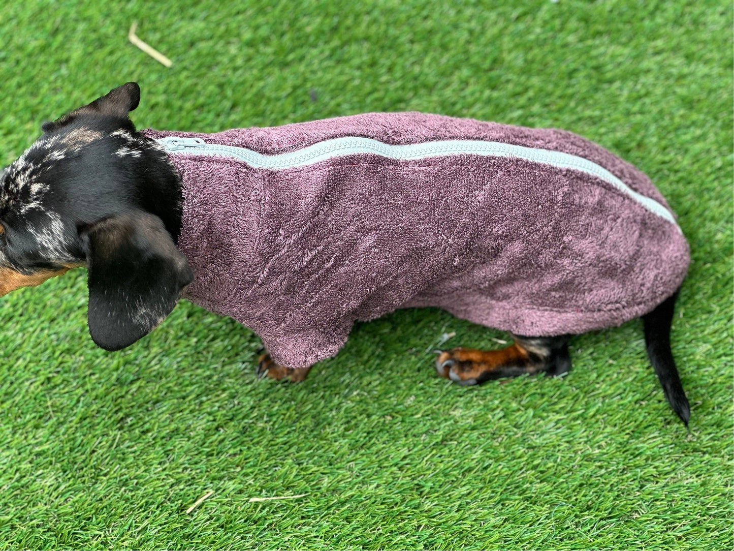 Dachshund Bamboo Drying Robe: Antibacterial Zipped Dog Towel