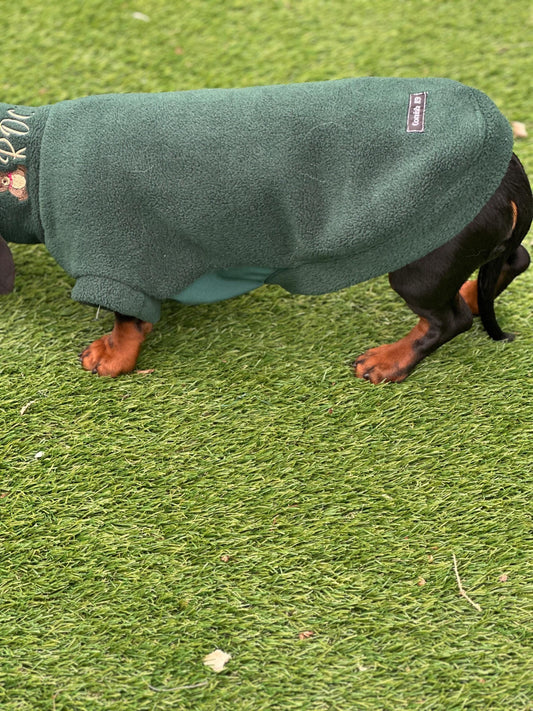 Dachshund Fleece Jumper: Softshell Tummy, Mud & Water Repellent