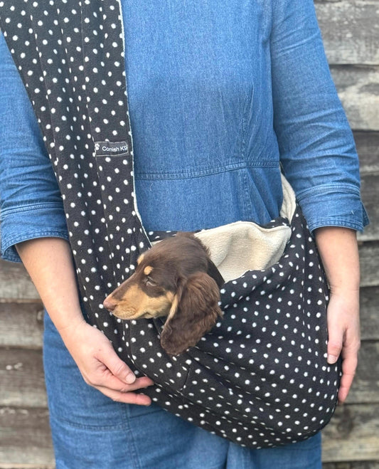 Dachshund polka dot sling  ,Dog sling carrier ,small dog sling bag , puppy sling carrier ,pet sling carrier