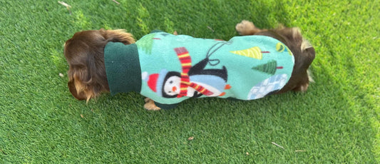 Dachshund Christmas Fleece Jumper: Water & Mud Repellent Dog Coat