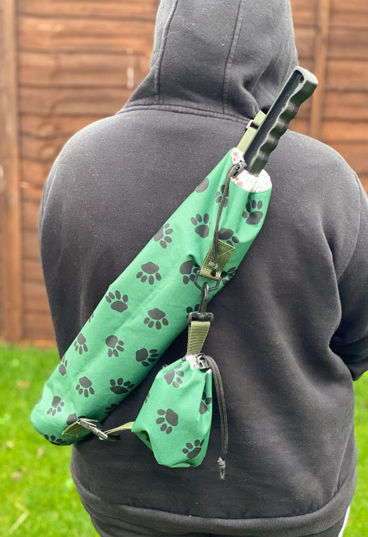 Paw Print Dog Ball Launcher Sling Bag: Waterproof Treat Pouch
